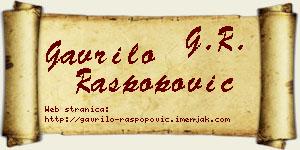 Gavrilo Raspopović vizit kartica